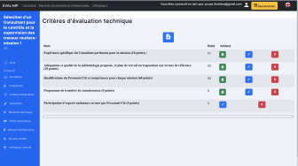 EVAL-MP : Critère d'évaluation pour une passation de marché public 